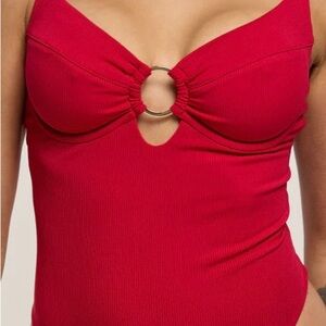Women's Red Nursing Bathing Suit